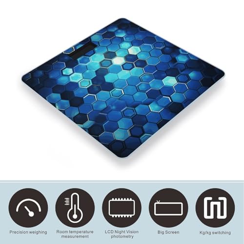 Báscula Digital Azul Hexágono para Baño 10.2" miniatura 3