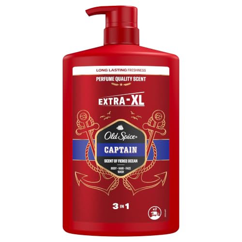 Old Spice Captain Bagnoschiuma & Shampoo Uomo 1000 ml – 3 in 1 Corpo, Capelli e Viso – Freschezza a Lunga Durata, la Qualità di un Vero Profumo, Detersione Profonda