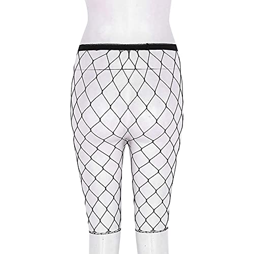 Image of Women's Fishnet High Waist Tights See Through Knee Length Legging Club Rave Dance Half Pants