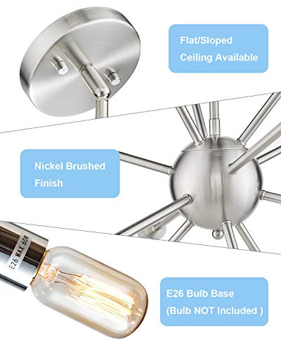 Jazava Modern Sputnik Chandelier Light Fixture, 12 Light Chandelier Fashion Pendant Lighting, Ceiling Lights For Kitchen Bedroom, Nickel Brushed #TOP2