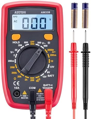 AstroAI Digital Multimeter 2000 Counts with Backlit LCD for DIY Home, Black