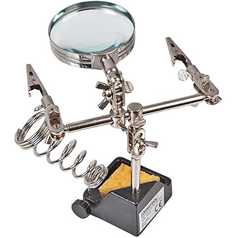 DURATOOL D03285 Third-Hand Clamp Tool with Magnifier & Soldering Iron Holder Cover