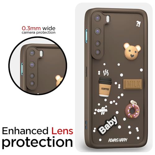 Image of Pikkme Back Cover for OnePlus Nord (2020) | 3D Cartoon Silicone Case Cute & Fun Full Protective Bumper Cover (Brown)