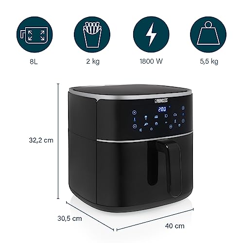Princess Digitale Heteluchtfriteuse - Variabele Inhoud van de Container - Maximaal 8 L - 6 Vooraf Ingestelde Programma's - Minder Olie - Digitaal Display - 182254 - Afbeelding 4