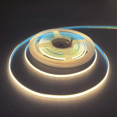 Image of 5V 5mm Width USB COB LED Strip Lights,3.28FT /1M,Warm White 3000K,400LEDs /M,8W /M,CRI90,750lm,Electroplated Double-Sided Panel Light Strip,IP20,for Indoor Decoration