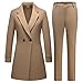 Lamgool Women's Suit 2 Piece Long Blazer Set Ladies Jacket Pantsuit Casual Outfits for Fall (Dark Khaki, Large)