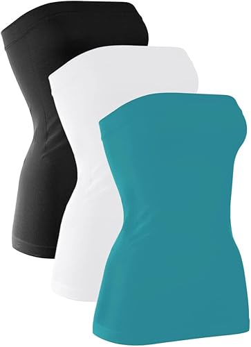 H HIAMIGOS Paquete de 3 camisetas de algodón sin tirantes para mujer, sin mangas, elásticas, lindas, sin relleno