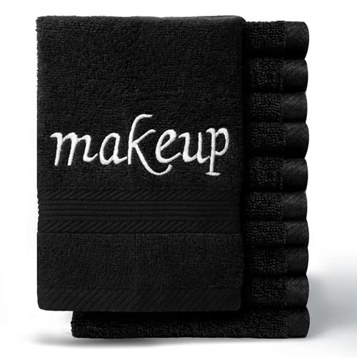 LINTEUM-Textile-Makeup-Remover-Wash-Cloth-Pack-of-12Black-Reusable-Fingertip-Face-Towel-13x13-inches-Extra-Soft-Quick-Dry-Makeup-Wipe-Washcloth-for-Hand--Beauty-Personal-Care