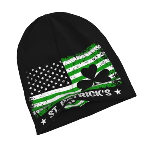 St Patricks Day Beanie Chemo Hats for Women Men Clover Slouchy Cancer Headwear Stretchy Skull Cap Soft Knitted Hat Nightcap Chemo Gifts — view 3