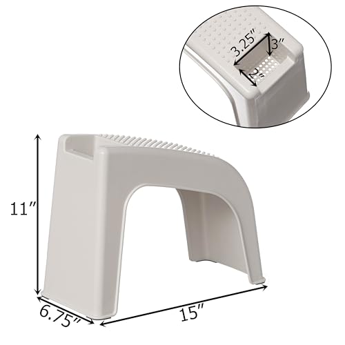 Image of Basicwise Shower Footrest, White Bath Foot Stool for Shaving Legs, Non-Slip Sturdy Pedicure Footrest, Spa Footrest Shaving Stool, Shower Foot Procedures Stool with Storage