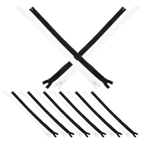 Healvian Cremalleras Invisibles de Nailon para Coser 20 Unidades Cierre Cerrado Tamaño 3 Colores Negro y Blanco para Confección de Ropa Reparaciones y Manualidades