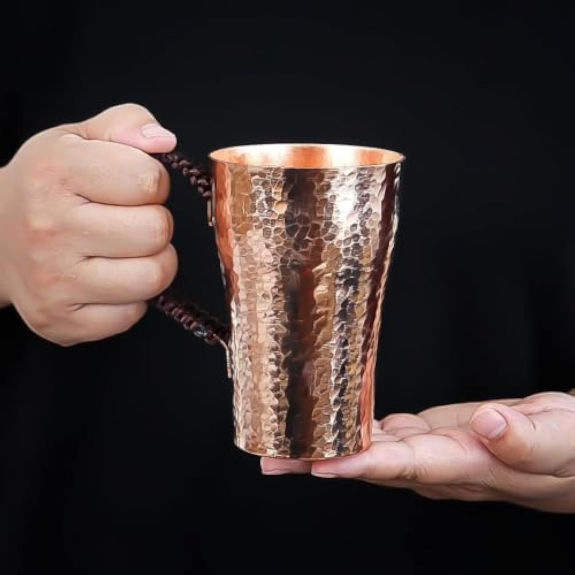 Copper Tea Cup with Side Handle Vintage Hammered