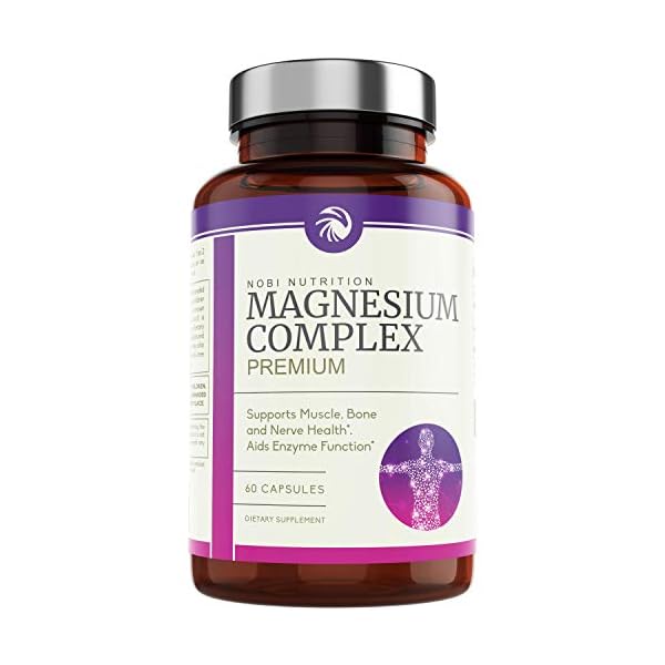 Nobi-Nutrition-High-Absorption-Magnesium-Complex-Citrate-Oxide-Magnesium-Supplement-for-Sleep-Stress-Anxiety-Relief-Leg-Cramps-Headaches-Energy-Muscle-Relaxation-Recovery Magnesium Citrate Complex | 500 MG High Absorption Formula Calm, Relaxation & Digestion Support Supplement with Elemental Oxide Gluten-Free, Soy-Free 60 Capsules (2-Month Supply)