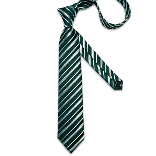 Image of DiBanGu Mens Silk Tie Formal Striped Necktie and Pocket Square