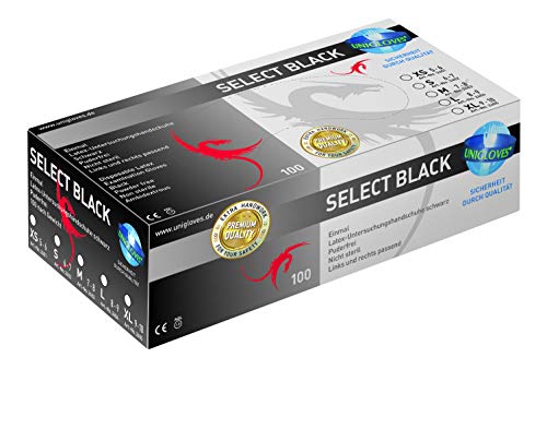 Preisvergleich Produktbild 100 Stk. Unigloves Select Black Latex-Handschuhe SCHWARZ Gr.XL