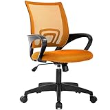 BestOffice | Ergonomic Office Chair | Mid-Back Swivel Desk Chair | Breathable Backrest & Lumbar Support | Adjustable Height | Sponge Seat | Rolling Wheels | Orange | for Adults & Women