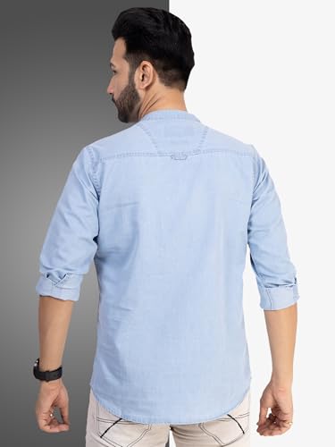 Image of D... finish Men's Denim Icewash Short Kurta | Short Kurta for Men