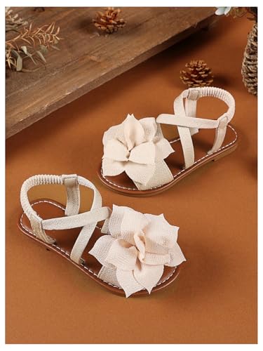 GORGLITTER Girl's Flat Sandals Cute Floral Applique Open Toe Ankle Strap Slip on Dress Vacation Slides Shoes3