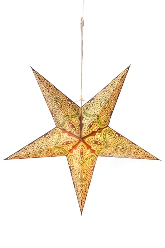 Mexicali Blues 24 inch 5 Point Paper Star Lanterns Illuminate Your Space with Celestial Charm (Alia - Beige)
