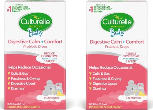 Image of Culturelle Baby Digestive Calm & Comfort Probiotic (Age 0-12 Mos) 8.5Ml, Helps Periodic Colic, Gas, Fussiness, Crying & Digestive Upset in Infants & Newborns, Vegan Non-GMO Gluten-Free, (Pack of 2)