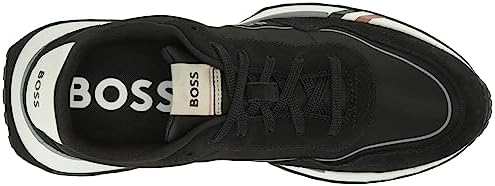 BOSS Men's Side Logo Suede and Nylon Sporty Inspired Sneaker, Black Oil, 11 | Image 4
