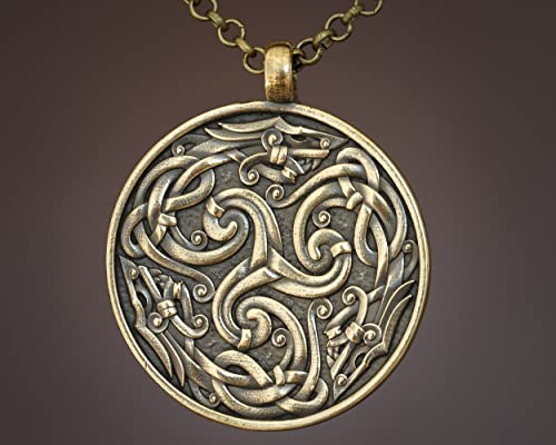 Baldur Jewelry - Viking Celtic Dragon Triskelion Infinity Endless Cycle Triskele Mens Necklace Pendant Charm Jewelry With Chain #TOP1