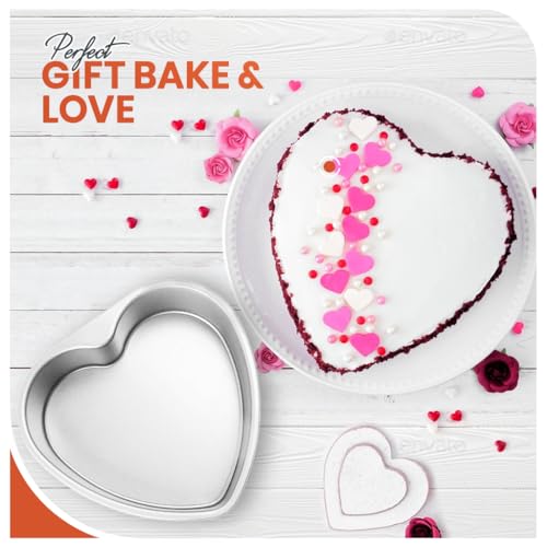 RFAQK Heart Shaped Cake Pans Set of 2-8 Inch Aluminum Cake Pans Sets for Baking, Heart Pan for Weddings, Parties, and Birthday - Dishwasher Safe (8 x 2 Inch) - Thumbnail 6