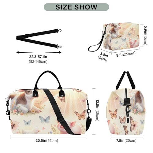 Cute Farm Animals Travel Duffel Bag, Shoulder Weekender Overnight Bags - Large Gym Bag with Wet Pocket3