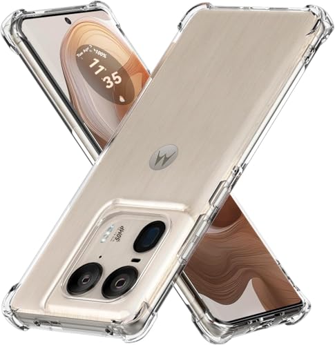USTIYA Case for Motorola Moto Edge 50 Ultra Clear TPU Four Corners Military-Grade Protection Cover Transparent Soft funda