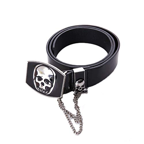 Unisex Punk Belt PU Leather Cool Skull Buckle Skinny Leather Rock Style Waist Belt With Pin Buckle For Men Women Jeans