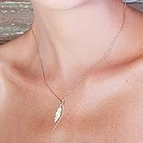  Feder Halskette 14k Gold gef?llt Kette Feder Anh?nger Halskette f?r Frauen L?nge 41cm / 16inch + 5cm Extender
