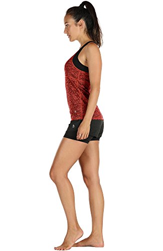 Image of icyzone Women Workout Yoga Spaghetti Strap Racerback Tank Top with Built in Bra