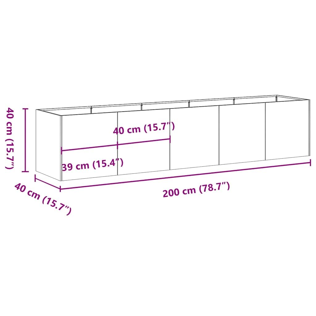 vidaXL Doniczka Antracyt 200x40x40 cm Stal walcowana na zimno