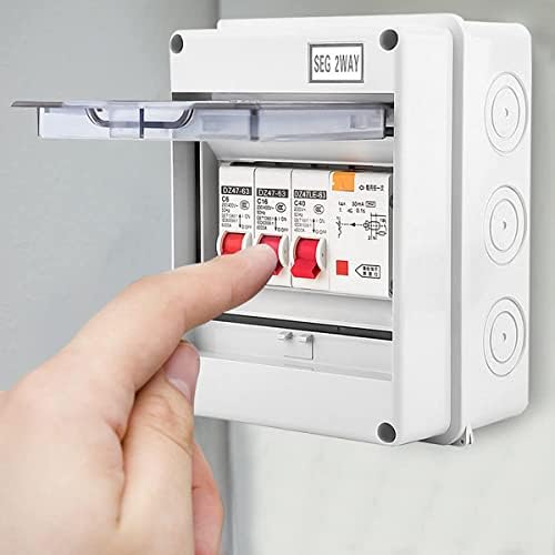 Yurayisen 2 Way Consumer Unit Box Circuit Breaker Panel,Unit Fuse Board,40A 30mA RCD 2MCB 6A+16A,Circuit Breaker Panel IP65 Plastic Leakage Circuit Breaker Box for Caravan