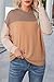Dokotoo Womens Pullover Shirts Ladies Crewneck Long Sleeve Colorblock Tunics Blouses Spring Summer Casual Loose Jumper Tops Fall Fashion Knitted Tops Resort Wear for Women 2025 Khaki Medium