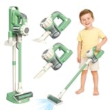 BAYMI 3-in-1 Kids Vacuum that Really Works - Toddler Vacuum Cleaner with Real Suction, Pretend Play Housekeeping & Cleaning Toy Set for Kids Ages 3+ (Green)