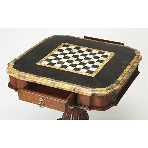 BOWERY HILL Traditional Multi-Color Wood Brown Square Pedestal Game Table