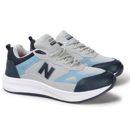 Image of CLYMB Men's Suri-Grey Blue Fashion Series Sports Shoes for Running Dancing Stylish Casual Trendy Sneakers