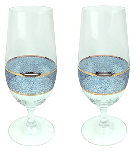 Vasos con tallo Panthera Michael Wainwright de cristal artístico índigo pack de 2 copas 2