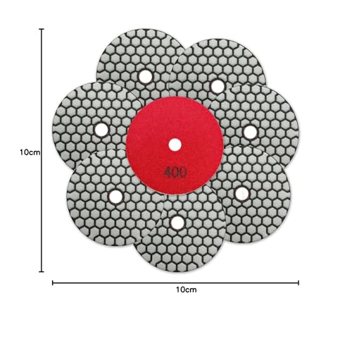 SHDIATOOL Trocken-Diamant-Polierpads - 8Stück Körnung 400 100MM Polierset für Granit Marmor Kunststein Quarz für Winkelschleifer
