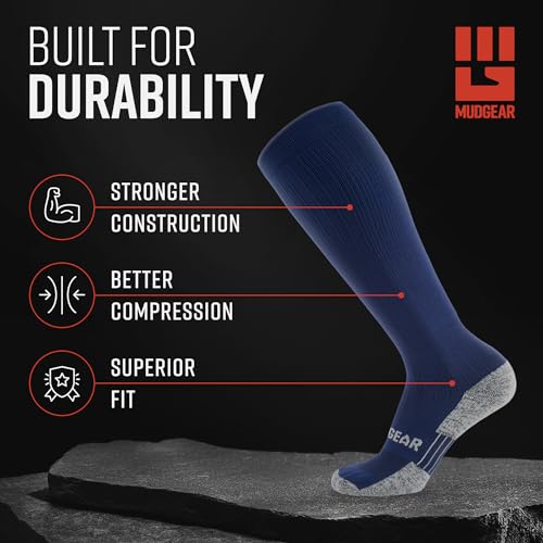 Image of MudGear Graduated Compression Socks, Durable, Sweat-Resistant OCR Performance Socks with Cushioned Footbed, Made in USA