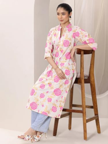 Image of New Cotton Leaf Printed Casual Straight Kurta for Women | Women Formal Kurti