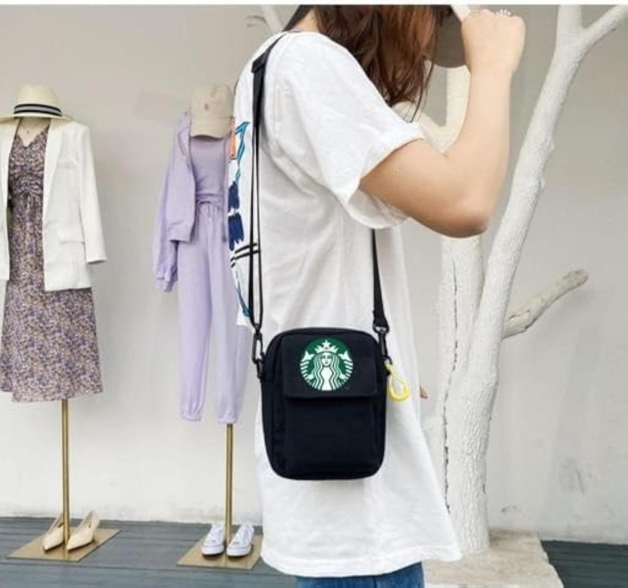 Compact Canvas Crossbody Bag with Multiple Compartments