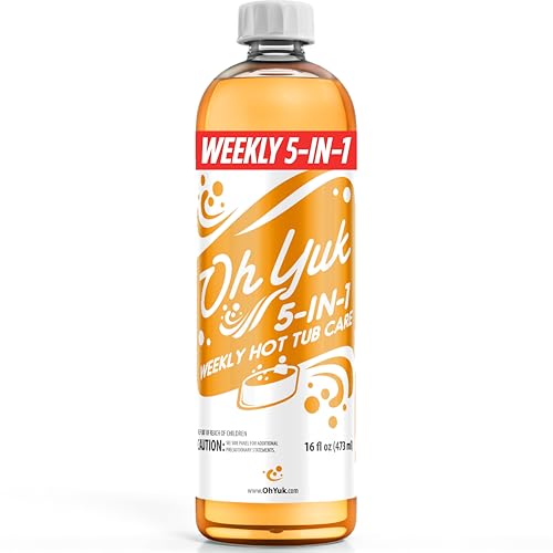 Oh Yuk 5-in-1 Weekly Hot Tub Chemicals – Hot tub Clarifier, Cleaner, Conditioner – Helps Control Water Balance & Combat Buildup – Spa Care Chemicals for All Types Including Inflatable & Portable