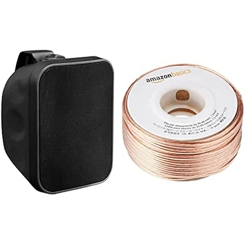 Pronomic OLS-5 BK Altavoz para el Aire Libre Negro 80 W & Amazon Basics - Cable para Altavoces Cover
