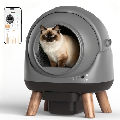 ELS PET Self Cleaning Litter Box - Orbitie Automatic Cat Litter Box Self Cleaning for Multiple Cats with App Control Auto Kitty Litterbox with Safety Module Including: Litter Mat Waste Bags