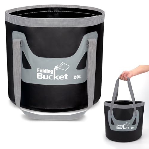 Yesaler Secchio Pieghevole per Esterni 20L Ciotola Pieghevole da Campeggio Secchio Multifunzionale per Attività all'Aperto (Nero)