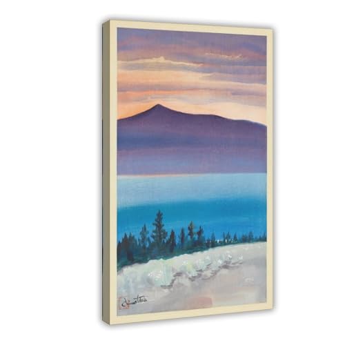 Toile Chiura Obata Mono Lake haut de gamme, suspension murale lumineuse 61x91