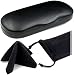 Premium Eyeglass Case for Men and Women | Black | Medium | Hard | Sturdy | Protective | with microfiber cleaning cloth - AS196 Black