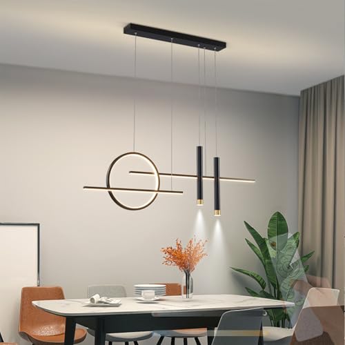 Plafonnier LED dimmable 50W noir de 100cm avec télécommande pour grand salon
